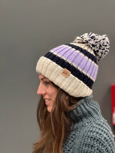 Load image into Gallery viewer, Fleece Lined Bobble Hat - Pink / White / Navy