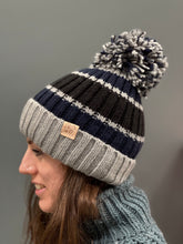 Load image into Gallery viewer, Fleece Lined Bobble Hat - Grey / Black